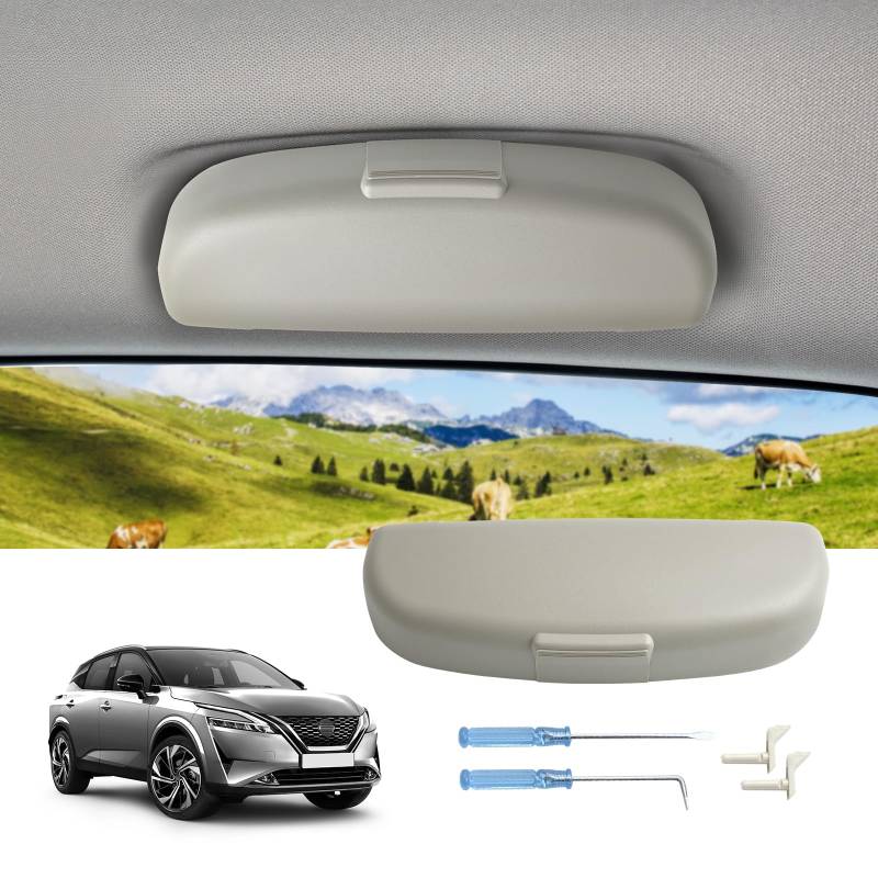 LUWU Kompatibel mit Nissan Qashqai J12 X-Trail T33 e-Power 2022 2023 2024 Auto Sonnenbrillenhalter Auto Brillenhalter Sonnenbrillenhalterung Brillenetui Organizer J12 T33 Zubehör (Grau) von LUWU