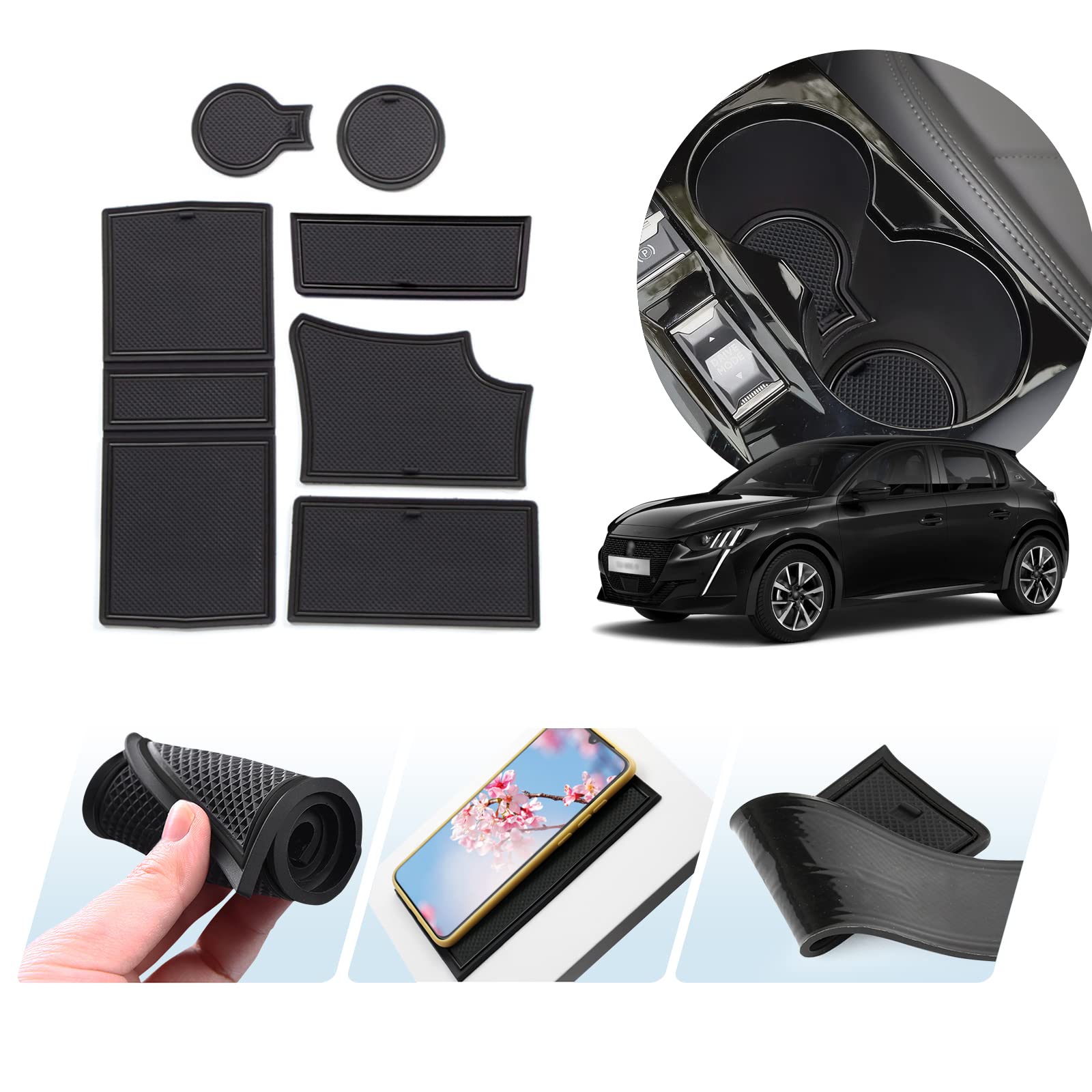 LUWU Kompatibel mit Peugeot 208 e-208 II GTI GT line 2020-2024 2025 Antirutschmatten Peugeot 2008 e-2008 Gummimatten Armlehne Mittelkonsole Aufbewahrung Becherhalter Türschlitz Auto Innenraum Zubehör LUWU Kompatibel mit Peugeot 208 e-208 II GTI GT line 2020-2024 2025 Antirutschmatten Peugeot 2008 e-2008 Gummimatten Armlehne Mittelkonsole Aufbewahrung Becherhalter Türschlitz Auto Innenraum Zubehör von LUWU