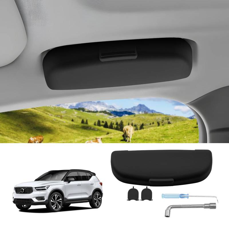 LUWU Kompatibel mit Volvo XC60 S60 V60 XC90 V90 S90 XC40 C40 2018-2024 Auto Sonnenbrillenhalter Auto Brillenhalter Volv0 M7 M8 Sonnenbrillenhalterung Brillenetui Innenraum Zubehör (Schwarz) von LUWU