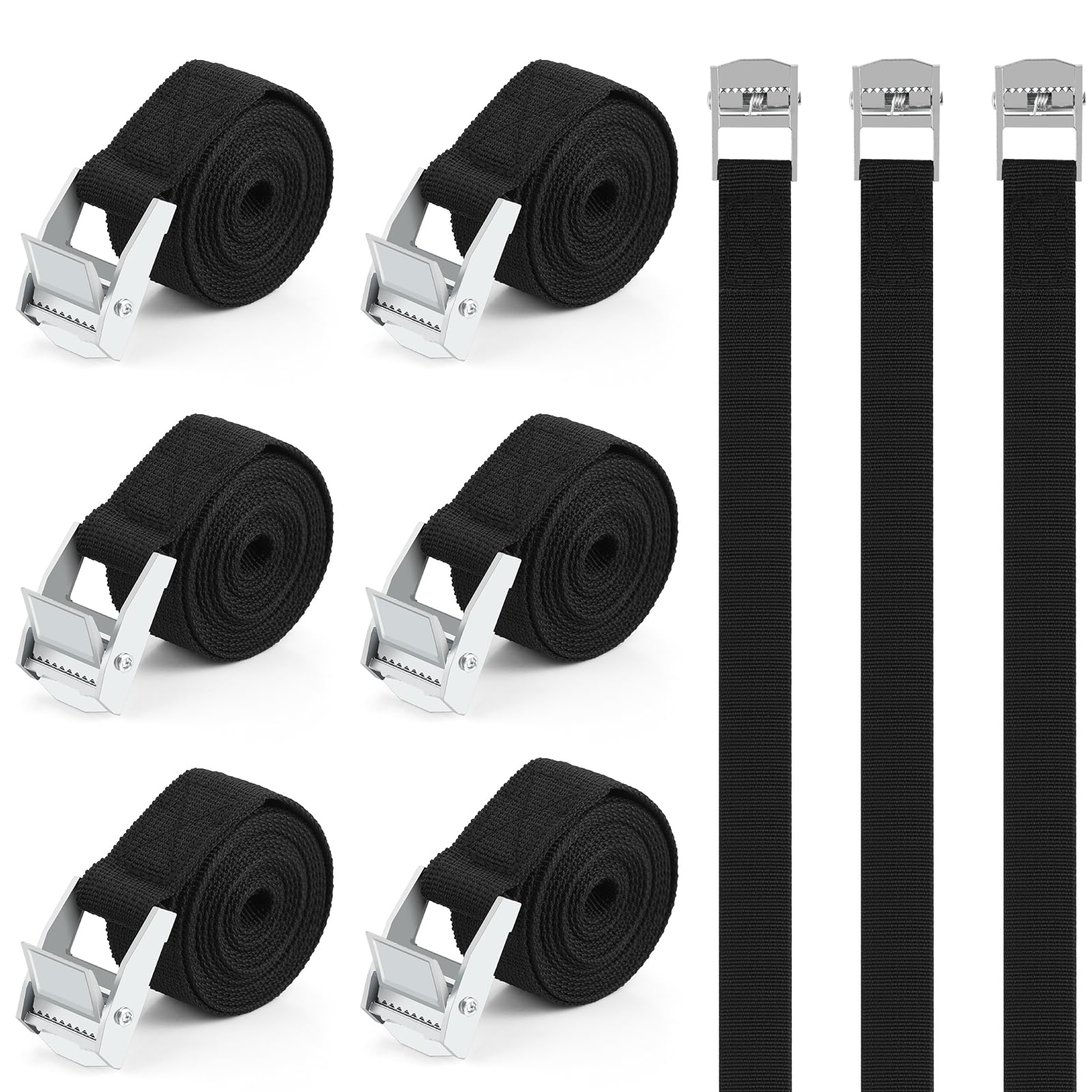 6er Pack Spanngurte, Starke Tragfähigkeit Befestigungsgurte 25mm x 2m, Starker Clipverschluss, Verstellbare Spanngurte für Fahrrad, Auto, Camping, Motorrad 6er Pack Spanngurte, Starke Tragfähigkeit Befestigungsgurte 25mm x 2m, Starker Clipverschluss, Verstellbare Spanngurte für Fahrrad, Auto, Camping, Motorrad von LUXECOVE
