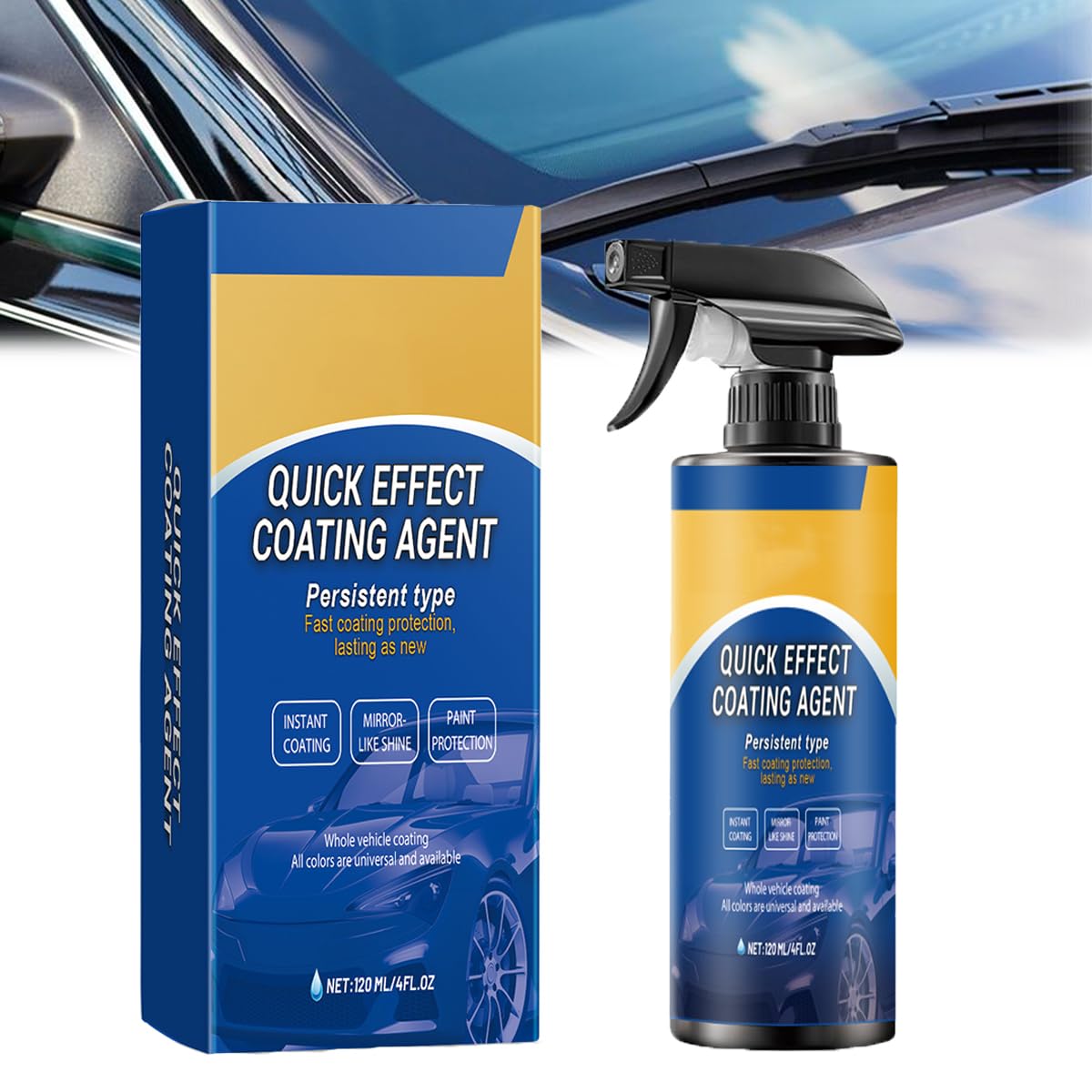 LUYJWZN Advanced Car Quick-Acting Coating Agent Spray, Car Coating Renewal Agent, Quick Effect Coating Agent for Car, Oil Film Emulsion Glass Restore Car Shine and Long-Lasting Protection (1pcs) von LUYJWZN