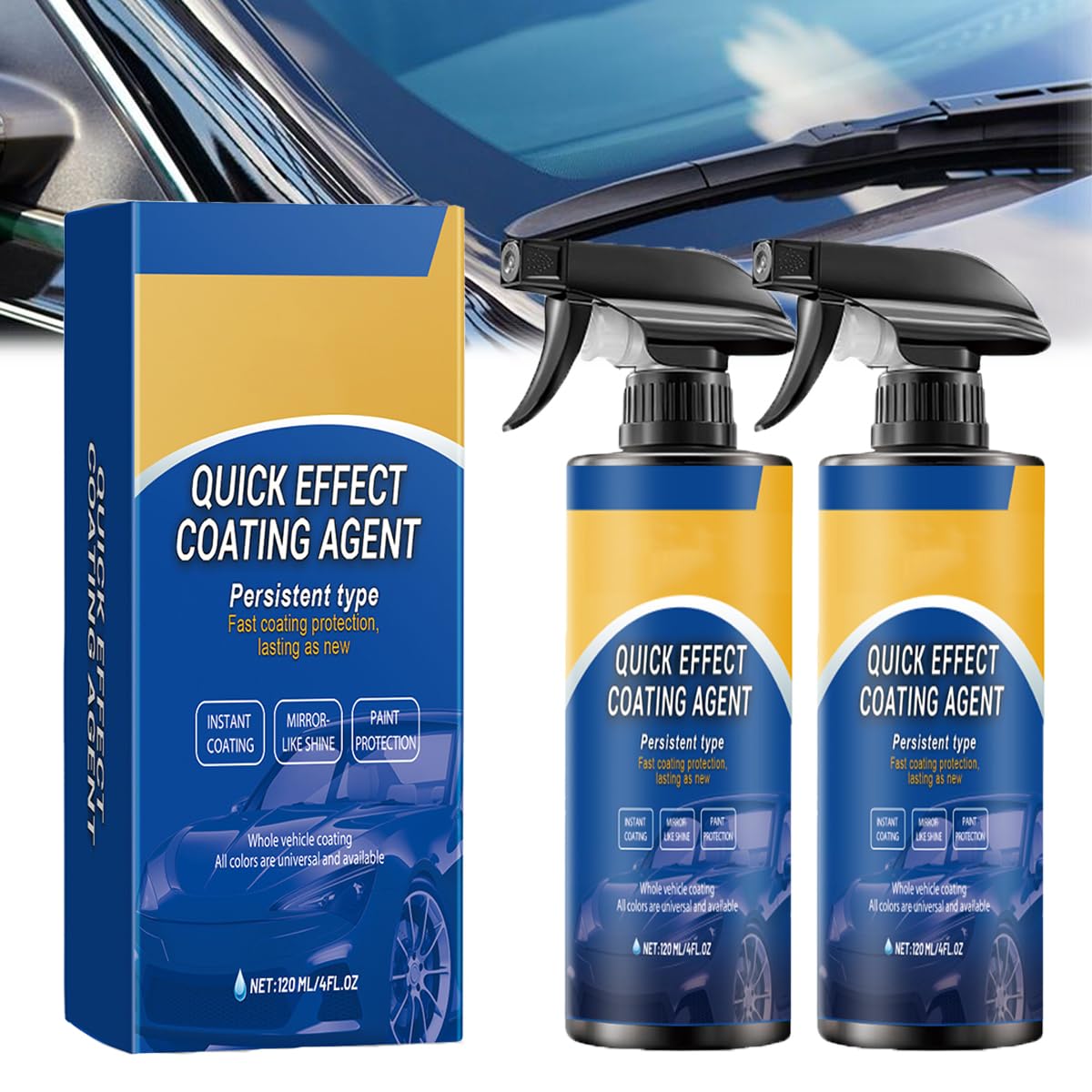 LUYJWZN Advanced Car Quick-Acting Coating Agent Spray, Car Coating Renewal Agent, Quick Effect Coating Agent for Car, Oil Film Emulsion Glass Restore Car Shine and Long-Lasting Protection (2pcs) von LUYJWZN