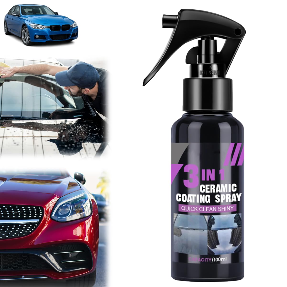 LUYJWZN High Protection Fast Nano Ceramic Coating Spray, 3 in 1 Ceramic Coating Spray, Car Scratch Nano Repair Sprays, Multi Functional Renewal Agent (1pcs) von LUYJWZN