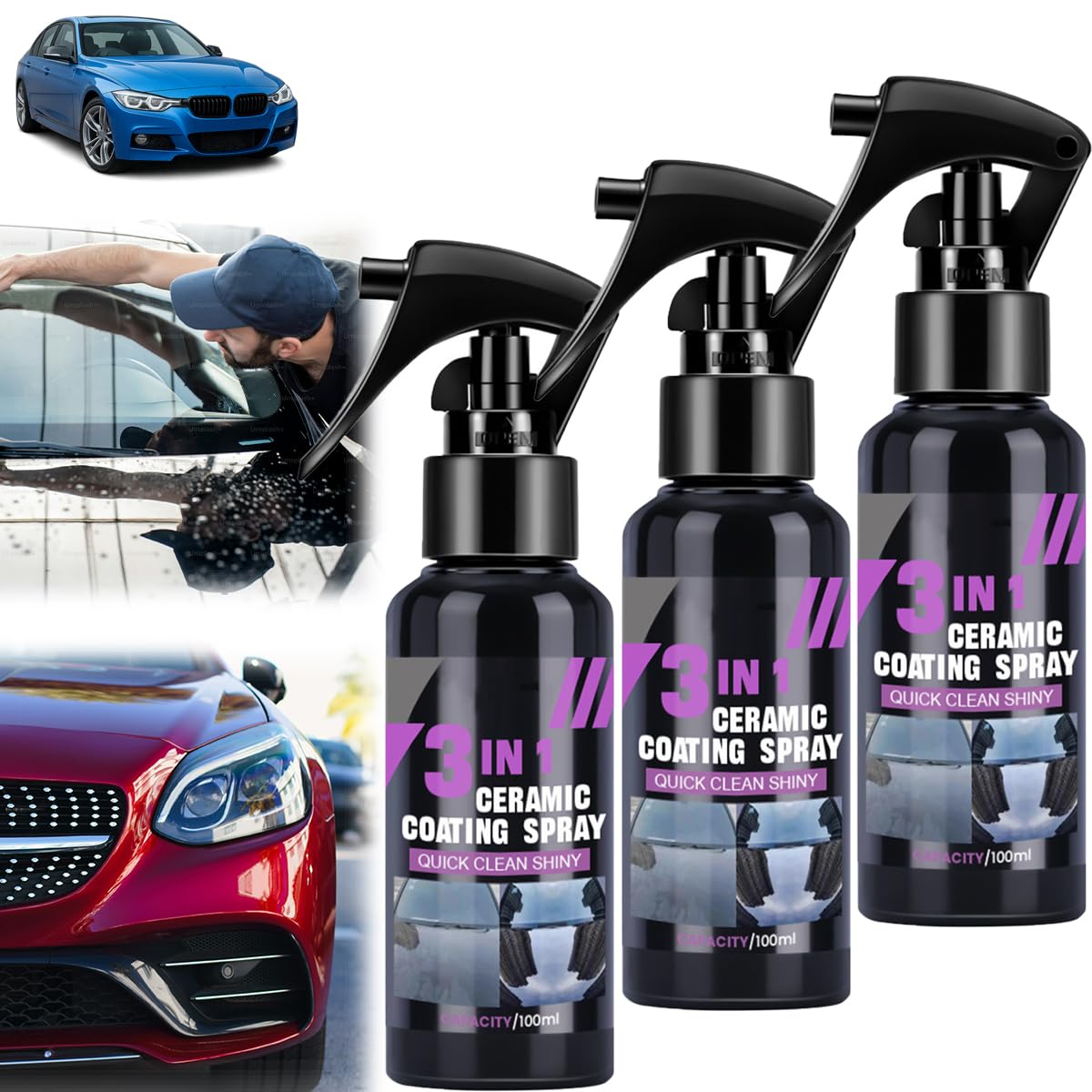 LUYJWZN High Protection Fast Nano Ceramic Coating Spray, 3 in 1 Ceramic Coating Spray, Car Scratch Nano Repair Sprays, Multi Functional Renewal Agent (3pcs) von LUYJWZN