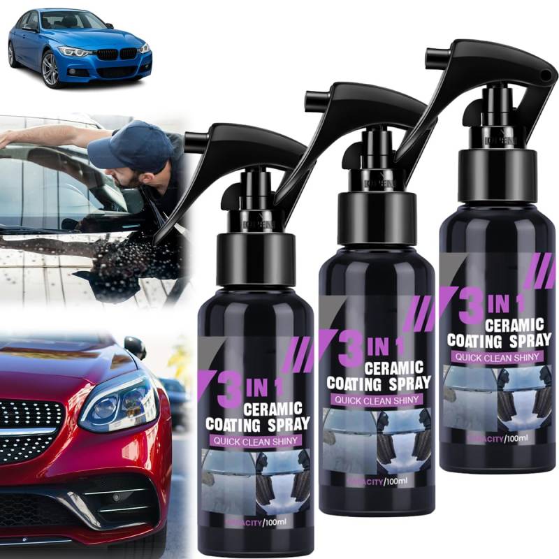 LUYJWZN High Protection Fast Nano Ceramic Coating Spray, 3 in 1 Ceramic Coating Spray, Car Scratch Nano Repair Sprays, Multi Functional Renewal Agent (3pcs) von LUYJWZN