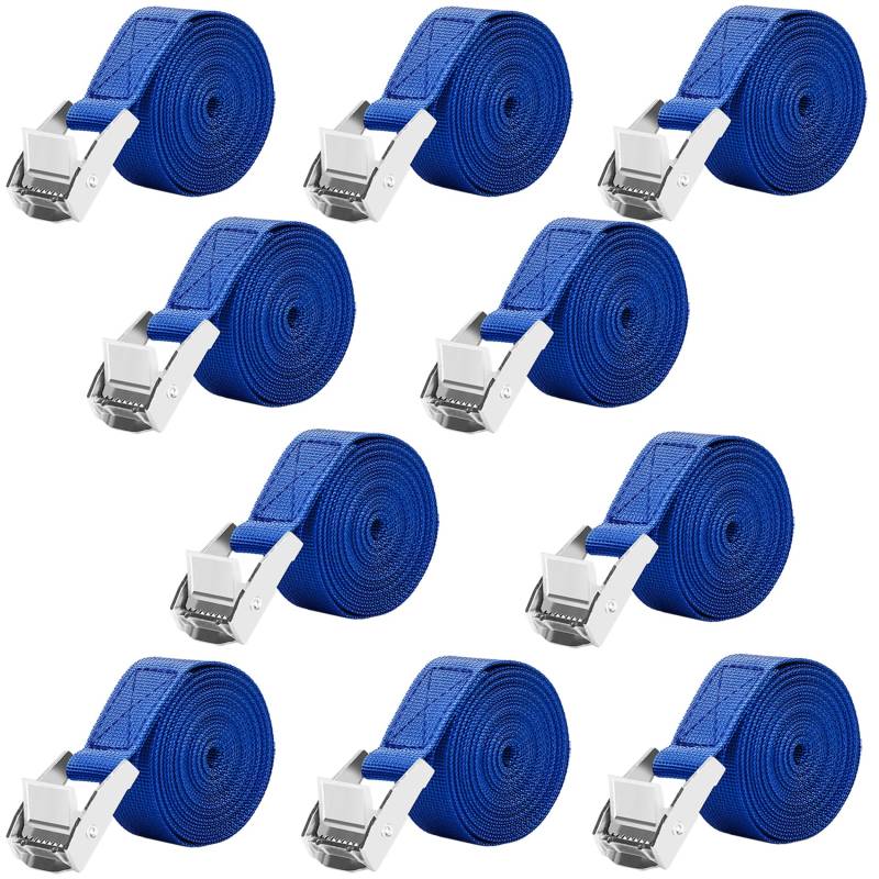 LUZOON Spanngurte 10 Stück-2.5M Spanngurt Zurrgurte mit Ratsche Belastbar bis 250 kg (10 Stück Blau–2.5 m x 25 mm) von LUZOON