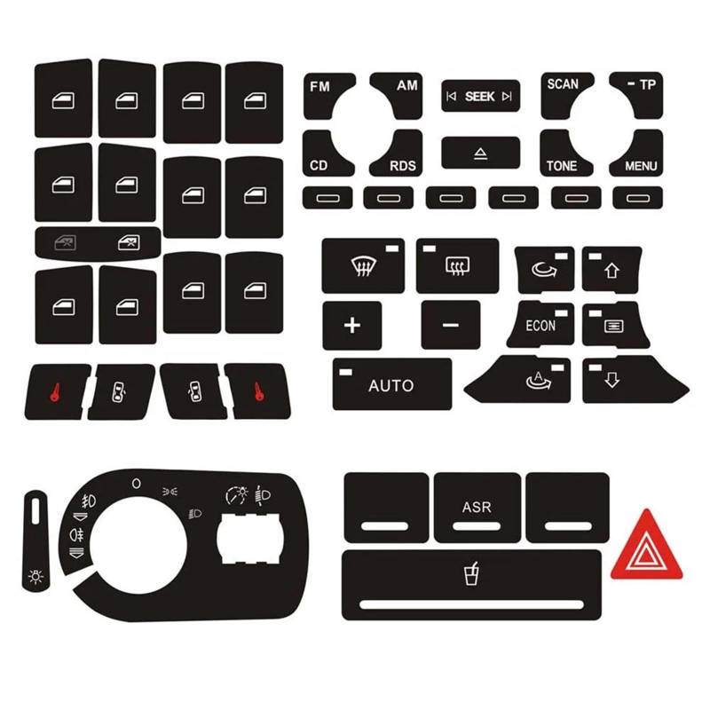 Autoinnenraum Kompatibel Mit A3 8P 2004 2005 2006 2007 2008 Radio Clima Scheinwerferknopf Reparatur Abgenutzter Knopfschalter Aufkleber Aufkleber Innenzubehör von LVDLRAJJ