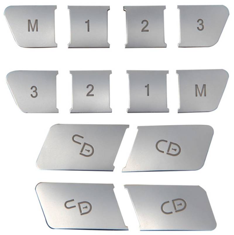 Autoinnenraum Kompatibel Mit Benz ABCE-Klasse Für CLA GLA X156 GLE GL GLS ML. Autotür-Speichersitzschloss, Entriegelungsschalter, Tastenabdeckungsaufkleber(Silver) von LVDLRAJJ