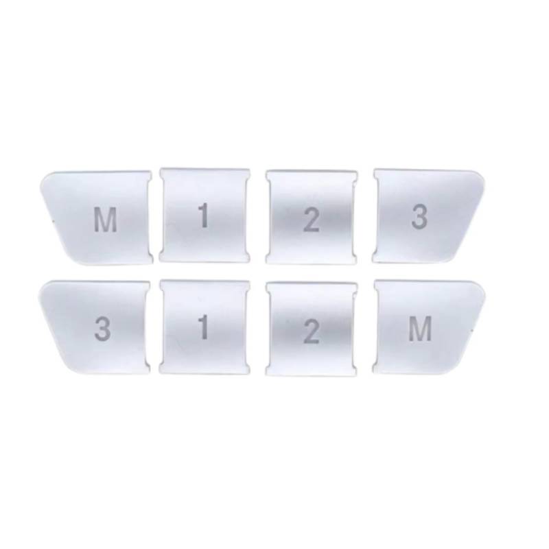 Autoinnenraum Kompatibel Mit Benz ABCE-Klasse GLA Für CLA GLK GLE CLS ML GL W204 W212 Autositz-Einstelltasten Memory 1 2 3 M Dekoration Sitckers(Silver) von LVDLRAJJ