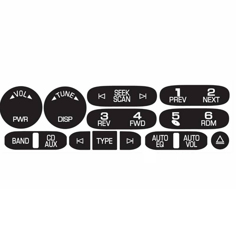 Autoinnenraum Kompatibel Mit Cadillac 2002 2003 2004 2005 2006 Autozubehör 6-Disc-Radio-Navigations-Steuerknopf-Reparatur-Aufkleber-Aufkleber-Kit Armaturenbrett von LVDLRAJJ