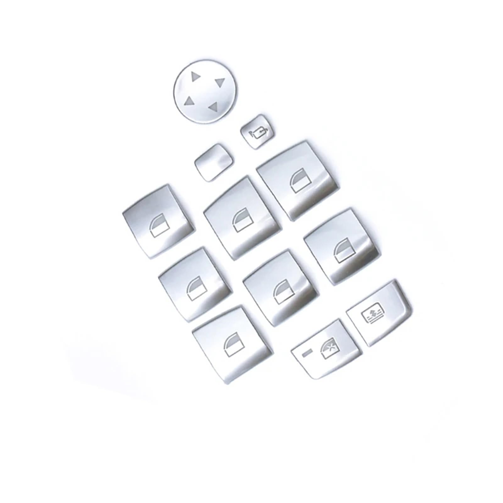 LVDLRAJJ Autoinnenraum Kompatibel Mit 5er F10 F18 525 528 2011. Innere Chrom-Türfensterschalter-Hebertastenabdeckungen, Zierleisten, Innenaufkleber(12pcs) von LVDLRAJJ