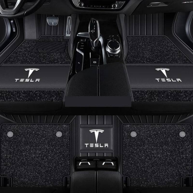 1 Satz Fußmatten Autoteppich für Tesla ModelX 6Seats 15-23 Automatte Absatzschoner aus Gummi Antirutschmatte Passgenau Verstärkter Allwetter,normal-Blackstyle von LVIPP