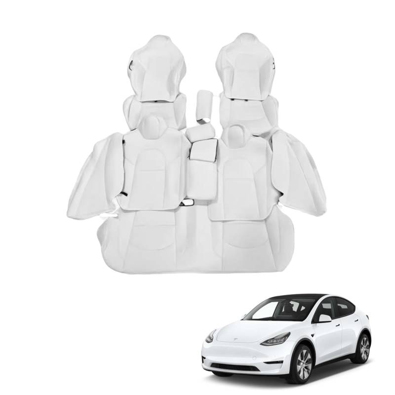 1 Satz Maßgeschneiderter Komplett-Sitzbezug für Tesla Model 3P Y Nappa Leder Flecken Abriebfest Atmungsaktiv Weich Hautfreundlich,normal-Model Y von LVIPP