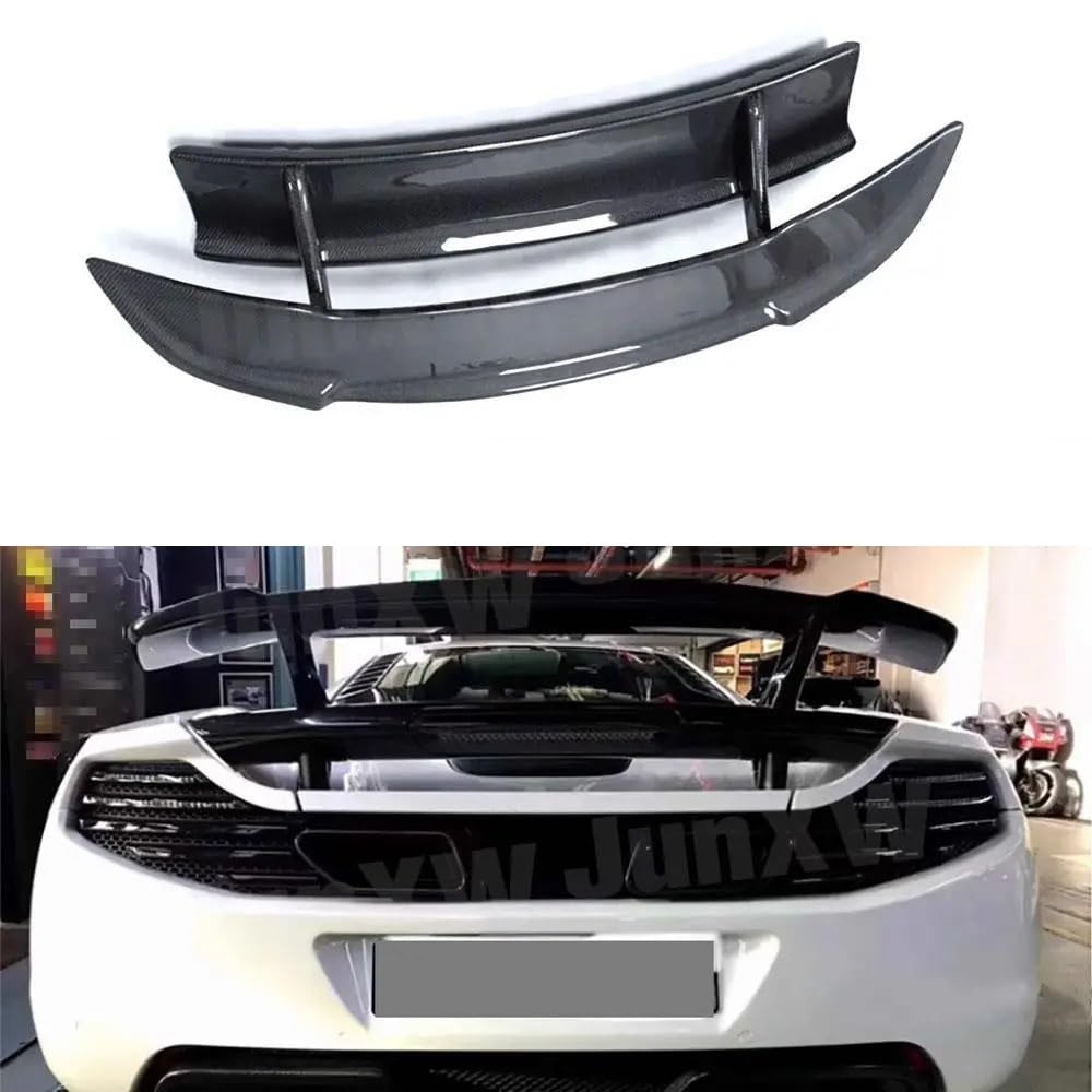 Carbon Fiber Hinten Schwanz Spoiler Boot Stamm Flügel Kompatibel Für Mclaren 625C 650S MP4-12C Racing Auto Body Kit Styling(FRP Unpainted Black) von LVQJVAVE