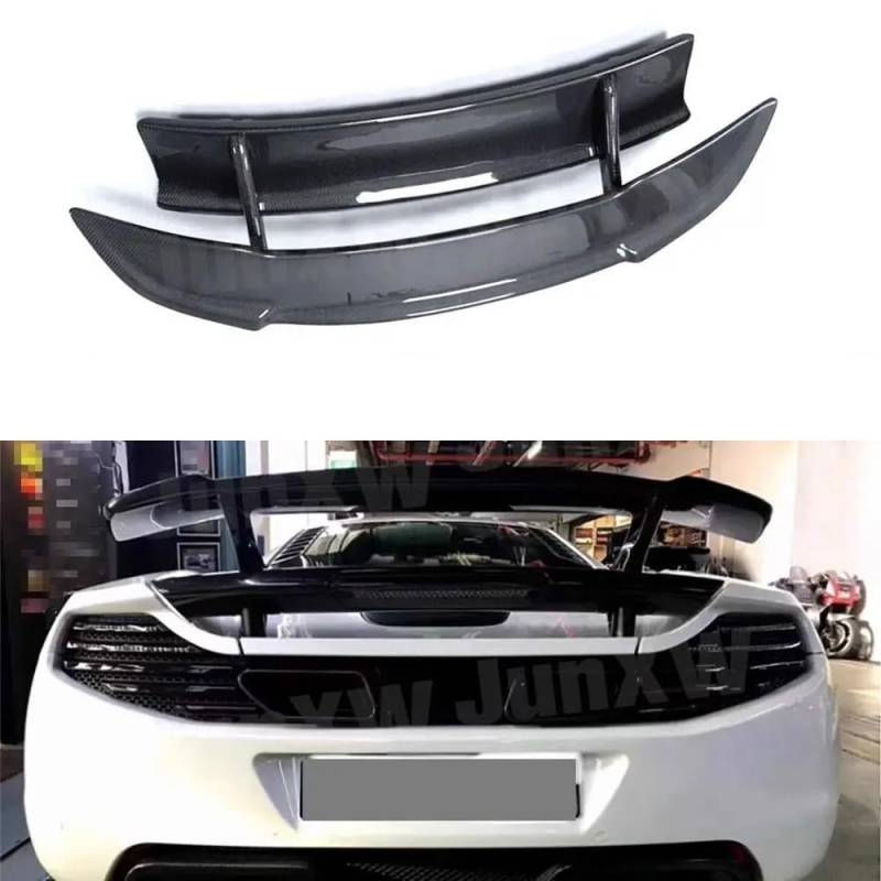 Carbon Fiber Hinten Schwanz Spoiler Boot Stamm Flügel Kompatibel Für Mclaren 625C 650S MP4-12C Racing Auto Body Kit Styling(FRP Unpainted Black) von LVQJVAVE
