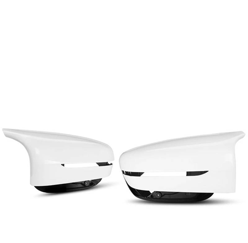 Glänzend schwarz/weiße Spiegelabdeckung kompatibel for BMW 5 7 8 Serie 6GT G30 G31 G11 G12 G14 G15 G16 M5 F90 Ersatz-Auto-Rückspiegel-Kappenschale(WHITE) von LVQJVAVE