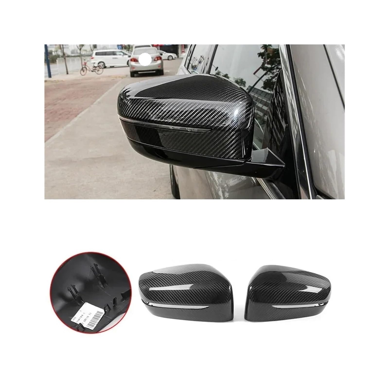 Kompatibel for BMW 3 5 7 Serie G20 G30 G12 Real Carbon Fiber Auto Seite Spiegel Außenspiegel Rück Ersetzen abdeckung(B Style Side mirror) von LVQJVAVE