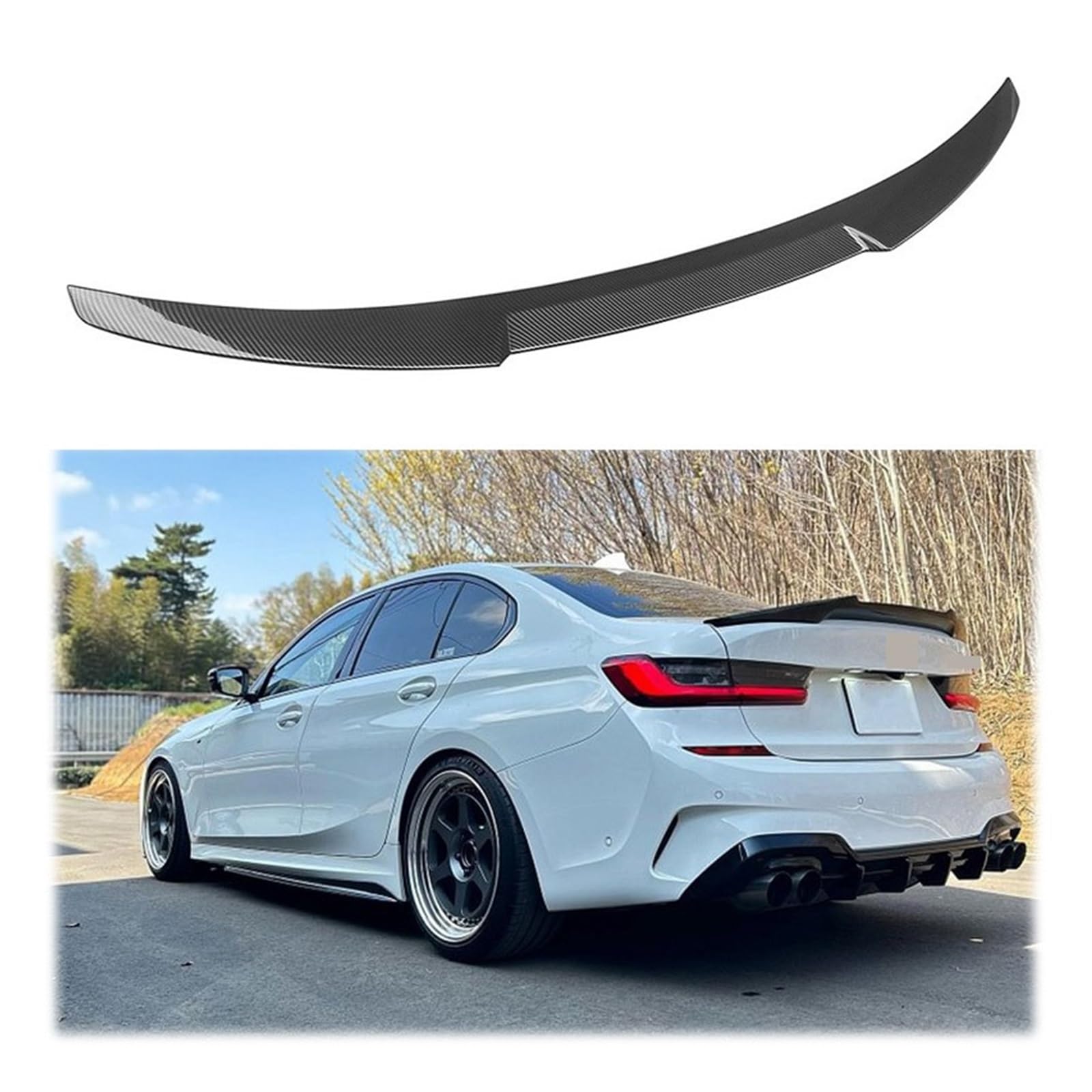 Kompatibel mit BMW 3er G20 Spoiler G80 M3 320i 325i 328i 2020 2021 2022 2023, glänzend schwarz, für den Kofferraumdeckel, Spoilerflügel, Zubehör(Carbon Look) von LVQJVAVE