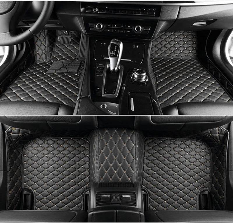 Auto Leder Fußmatten für Audi Q5 2017-2023, Auto Vollständige Abdeckung Vorne Hinten Wasserdicht rutschfeste Schutz Fußmatten ZubehöR,B/Black-Beige von LVSH