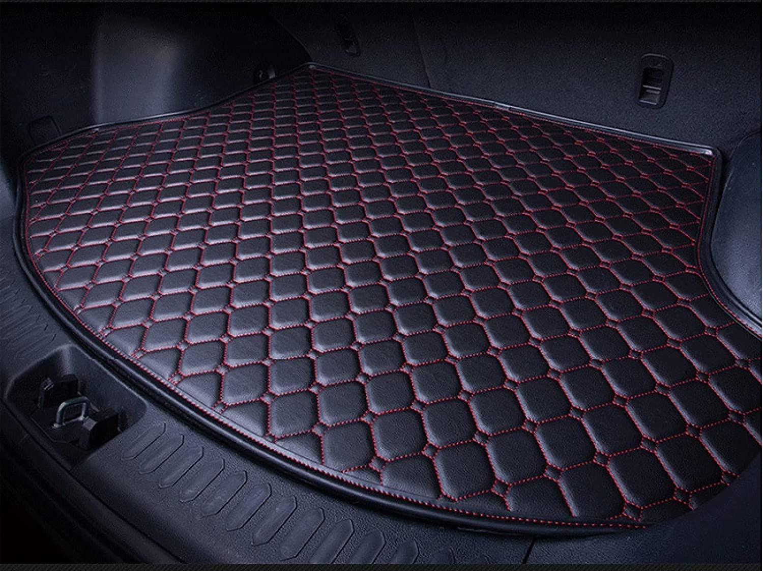 Auto Leder Kofferraummatten für Kia Sportage LWB NQ5 2023, Langlebiges Wasserdicht Kratzfest Kofferraumwanne Schutzmatte, Innenraum ZubehöR,E/Black-Red1 von LVSH