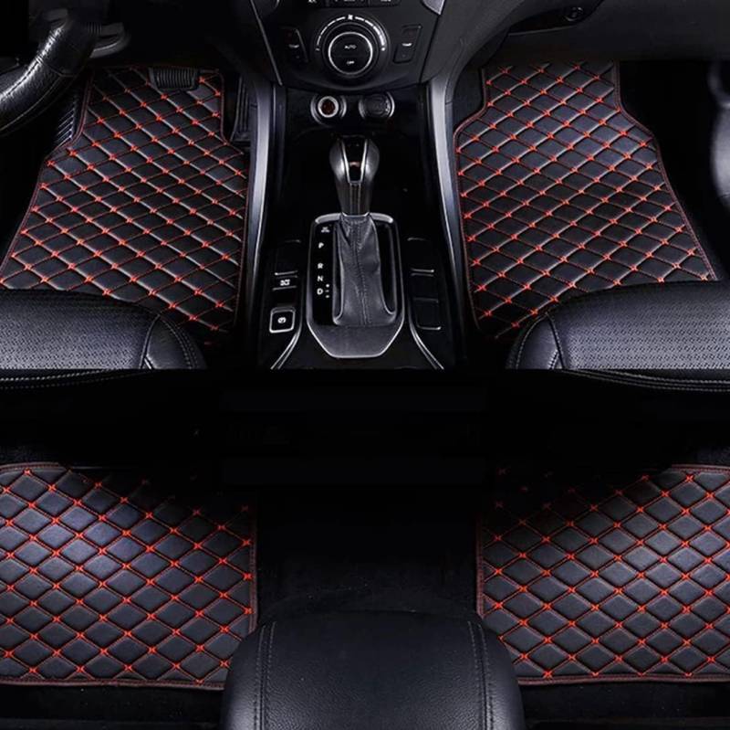 Auto Leder Fußmatten für Benz C Class AMG (2door) 2015-2024, Nach Maß Autofußmatten Allwetterschutz wasserdichte rutschfeste Bodenmatte Matten Innenraum ZubehöR LHD,Black red von LVTFCO