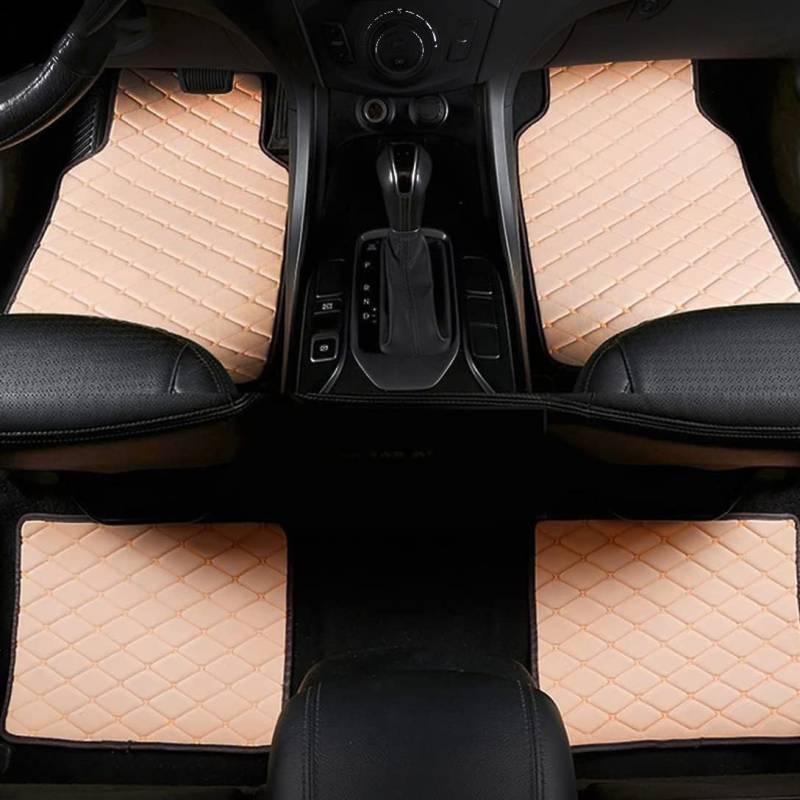 Auto Leder Fußmatten für VW ID.4 X 2021-2024, Nach Maß Autofußmatten Allwetterschutz wasserdichte rutschfeste Bodenmatte Matten Innenraum ZubehöR LHD,beige von LVTFCO