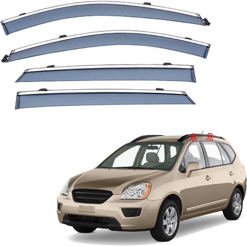 LVTFCO 4 Stück Auto Windabweiser Autofenster für Kia Carens UN 2007-2012, Einfache Montage Regenabweiser Wasserdicht Schatten Deflektoren Auto Zubehör von LVTFCO