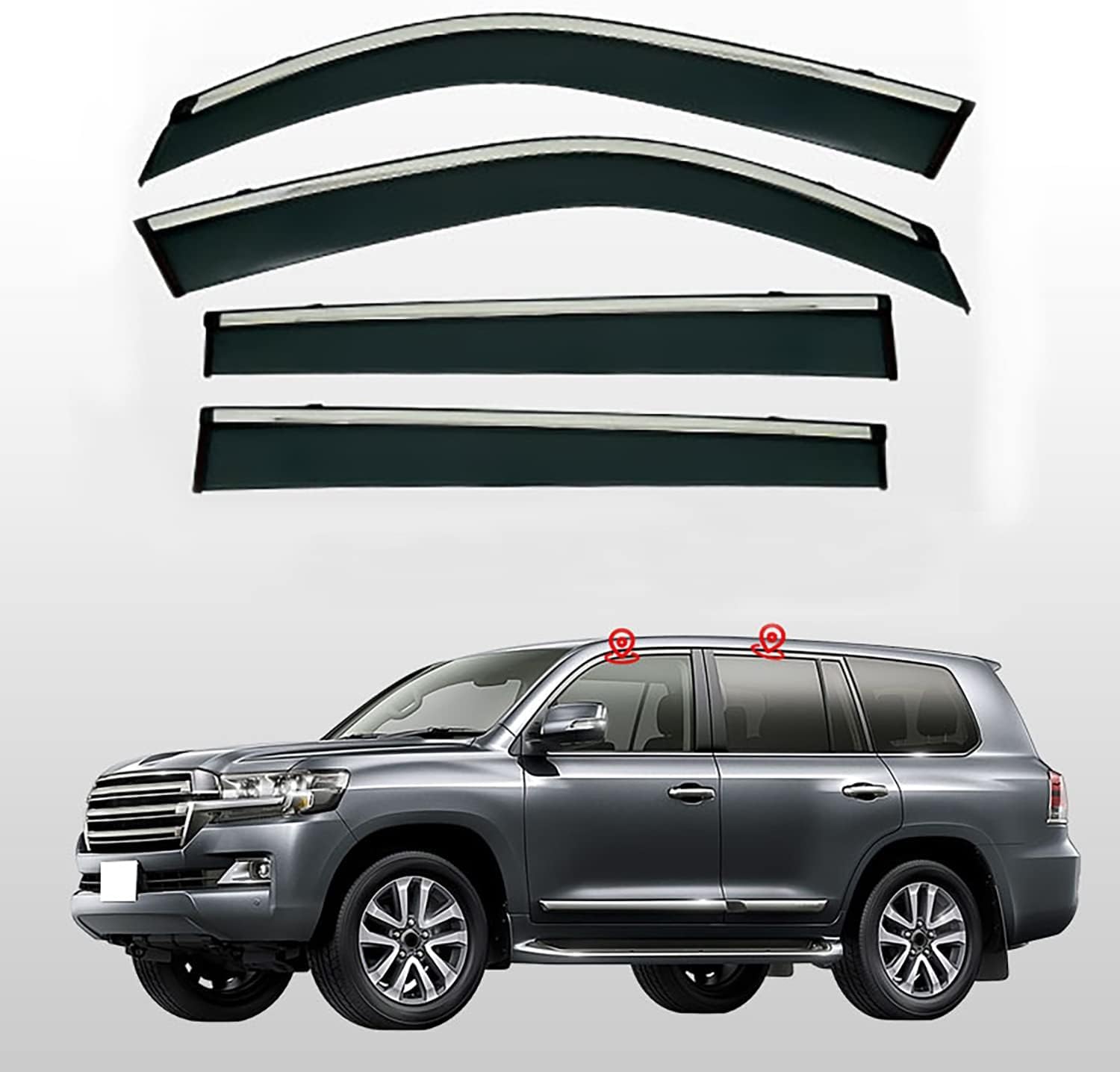 LVTFCO 4 Stück Auto Windabweiser Autofenster für Toyota Land Cruiser LC200 MK9-J200 2008-2020, Einfache Montage Regenabweiser Wasserdicht Schatten Deflektoren Auto Zubehör LVTFCO 4 Stück Auto Windabweiser Autofenster für Toyota Land Cruiser LC200 MK9-J200 2008-2020, Einfache Montage Regenabweiser Wasserdicht Schatten Deflektoren Auto Zubehör von LVTFCO