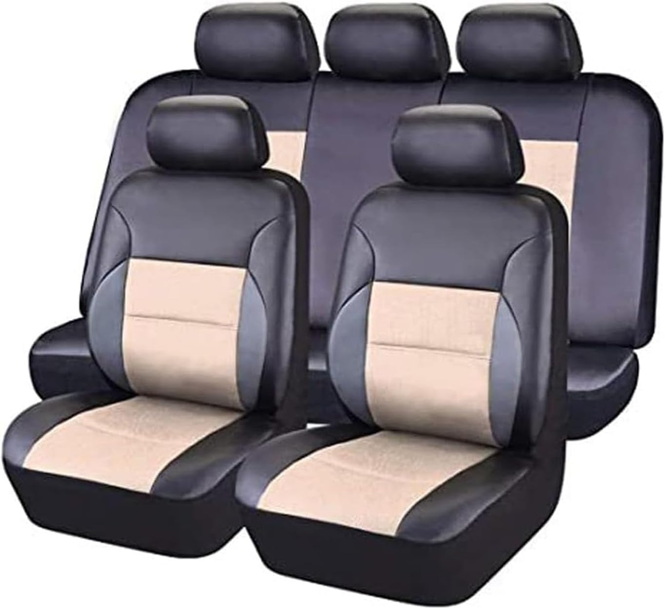 LVTFCO Auto Leder SitzbezüGe Sets für Renault Clio MK5 Clio 5 2019-2025, Wasserdicht Verschleißfest Leder Sitz Schonbezüge Autositzbezüge Innen Zubehör,Black beige LVTFCO Auto Leder SitzbezüGe Sets für Renault Clio MK5 Clio 5 2019-2025, Wasserdicht Verschleißfest Leder Sitz Schonbezüge Autositzbezüge Innen Zubehör,Black beige von LVTFCO