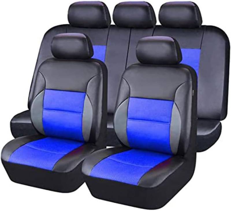 LVTFCO Auto Leder SitzbezüGe Sets für Volvo XC60 2017-2024, Wasserdicht Verschleißfest Leder Sitz Schonbezüge Autositzbezüge Innen Zubehör,Black Blue von LVTFCO
