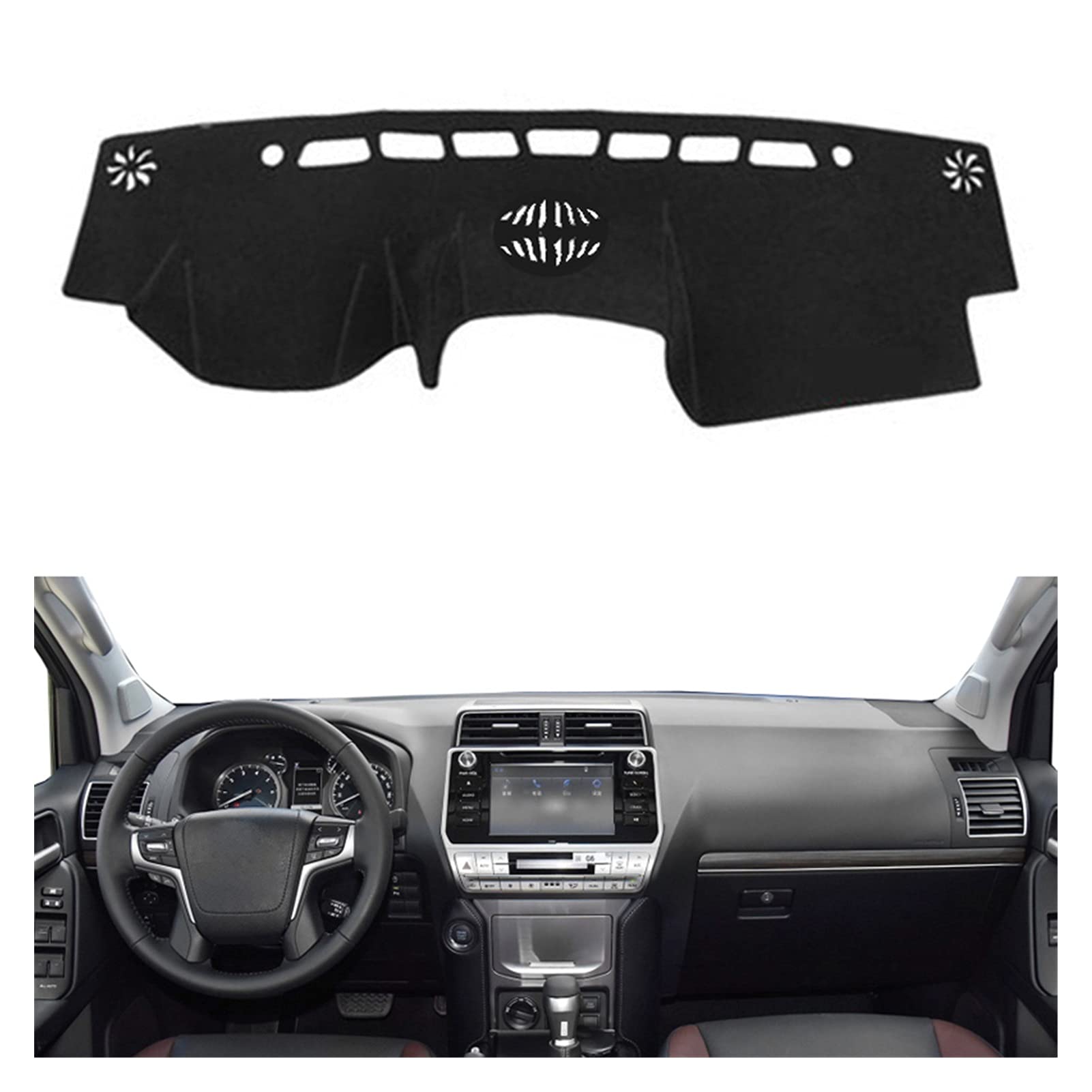 Dashboard Cover Pad Auto Innere Armaturenbrett Abdeckung Sonnenschutz Kissen Auto Armaturenbrett Matte Für Toyota Land Cruiser Prado 2018 2019 Armaturenbrett Abdeckung (Farbe : Schwarz) von LWLD