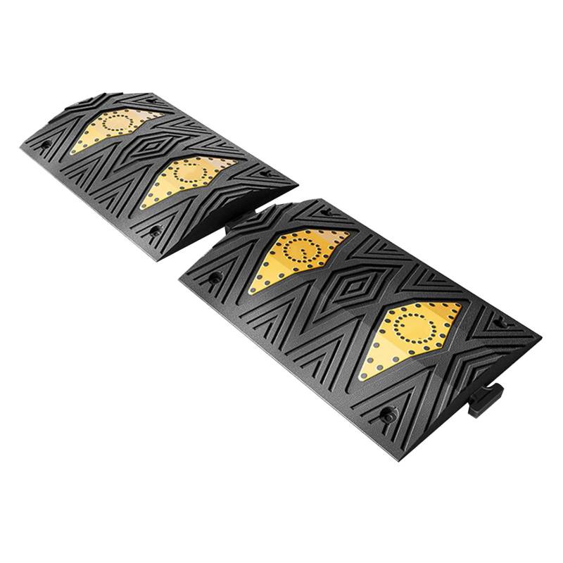 Hochleistungs-Bremsschwellen Aus Gummi, Kabelrampenabdeckung Aus Gummi, Kabelschutzrampen, Drahtschlauchschutz, For Asphaltbeton, Garagen, Schotterstraßen(50x35x5cm-2pcs) von LWZQRVCT
