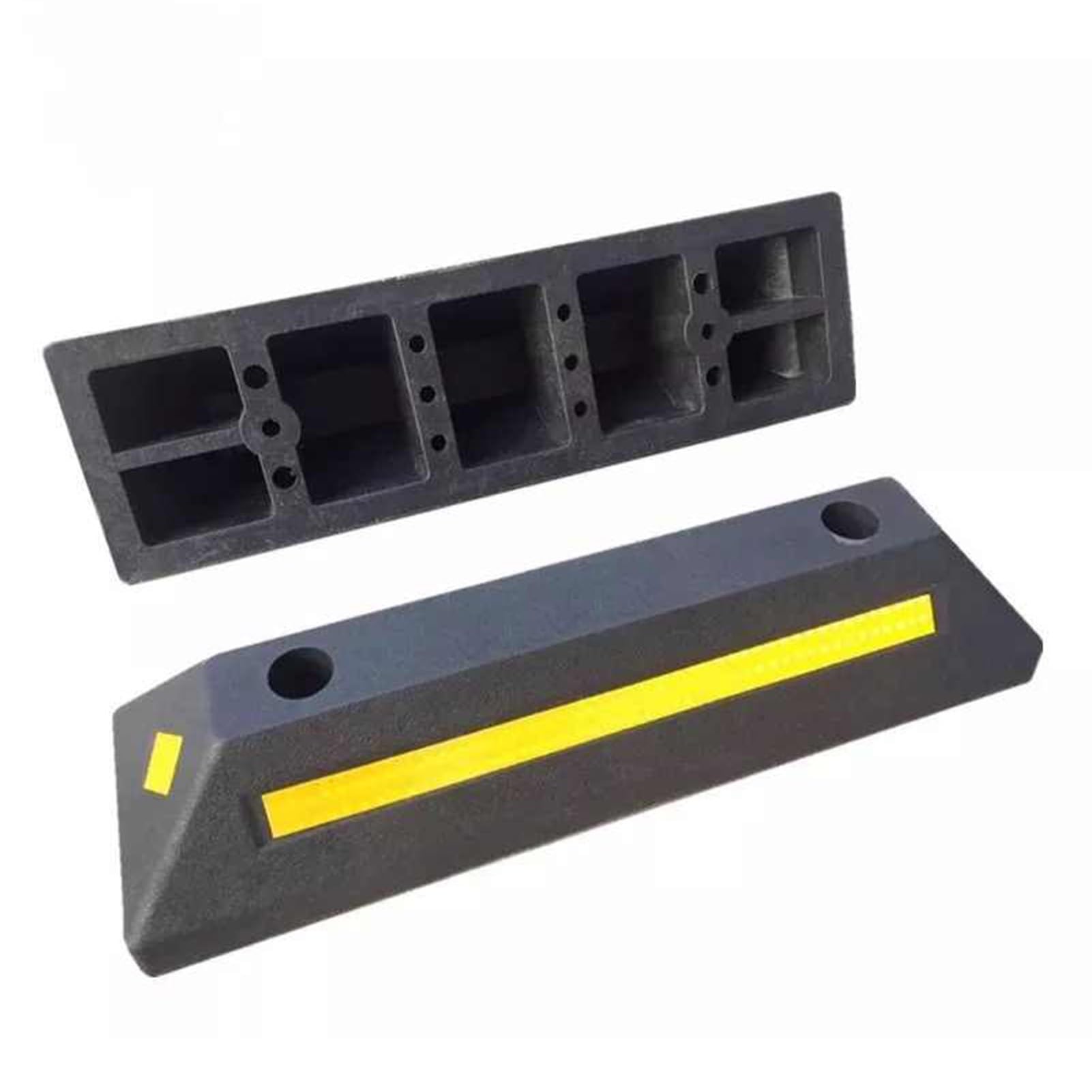 LWZQRVCT Verkehrs-1-Kanal-Bremsschwelle, Gummi-Parkstopp, Tiefgaragenbegrenzer, Doppelstopp-Positionierer, Radbremsschwelle(54x14x8cm) von LWZQRVCT