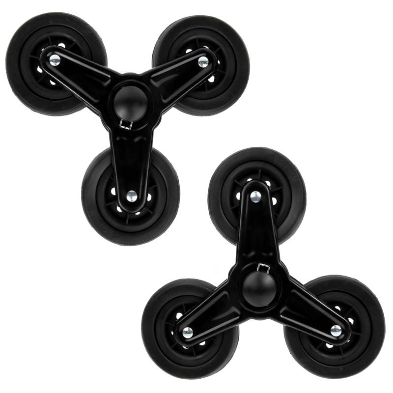 2er-Pack, Einkaufstrolley Ersatzräder, Ersatzrad für Treppenkletterer Sternrad Dreiringrad, Einkaufstrolley Ersatzräder 22 cm, rutschfeste Räder für Tragbare Treppensteiger, Schwarz, Eisen von LWZko