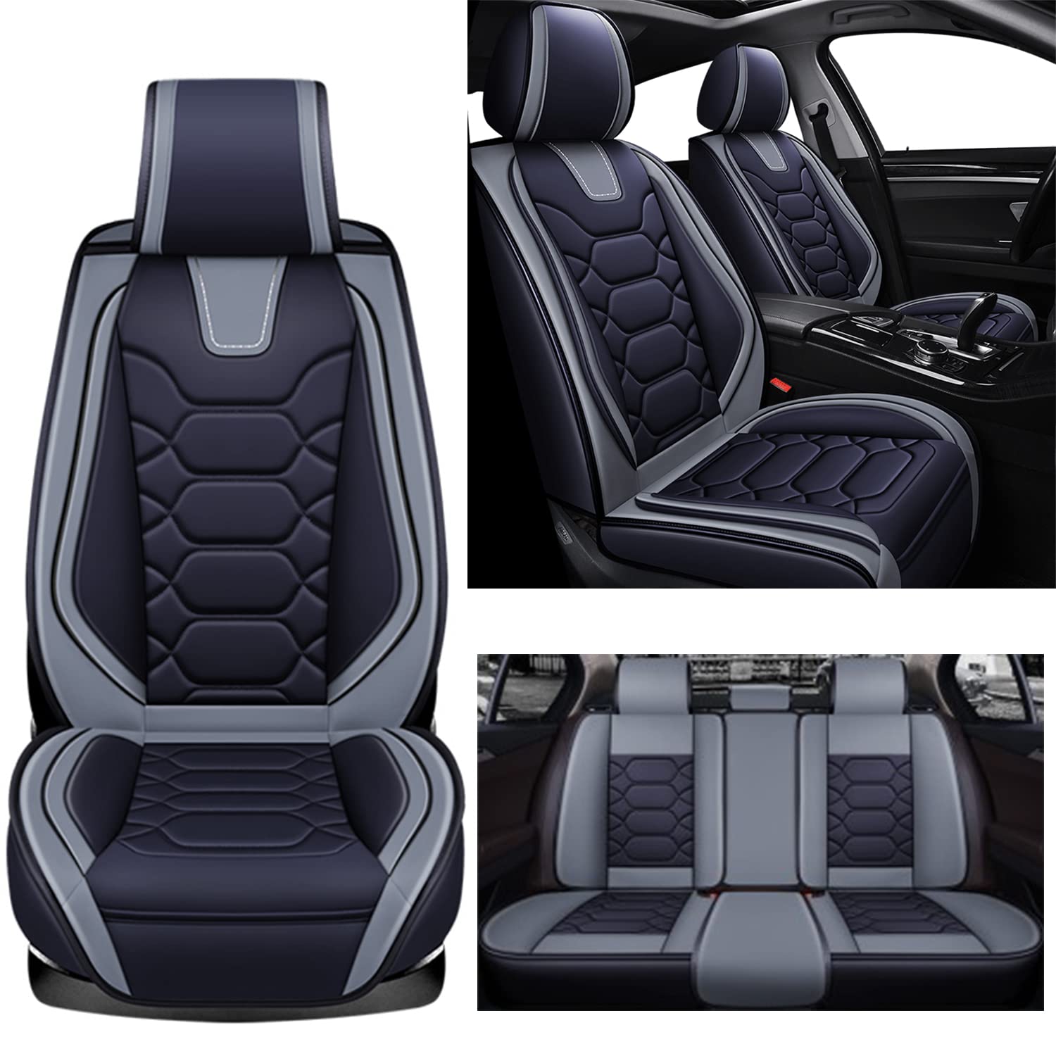 LXQHWJ Sitzbezüge Auto Autositzbezüge Universal Set für BMW X1 E84 X1 F48 X2 M35i F39 X2 F39 X3 E83 X3 F25 Sitzkissen 1, Schwarzgrau von LXQHWJ