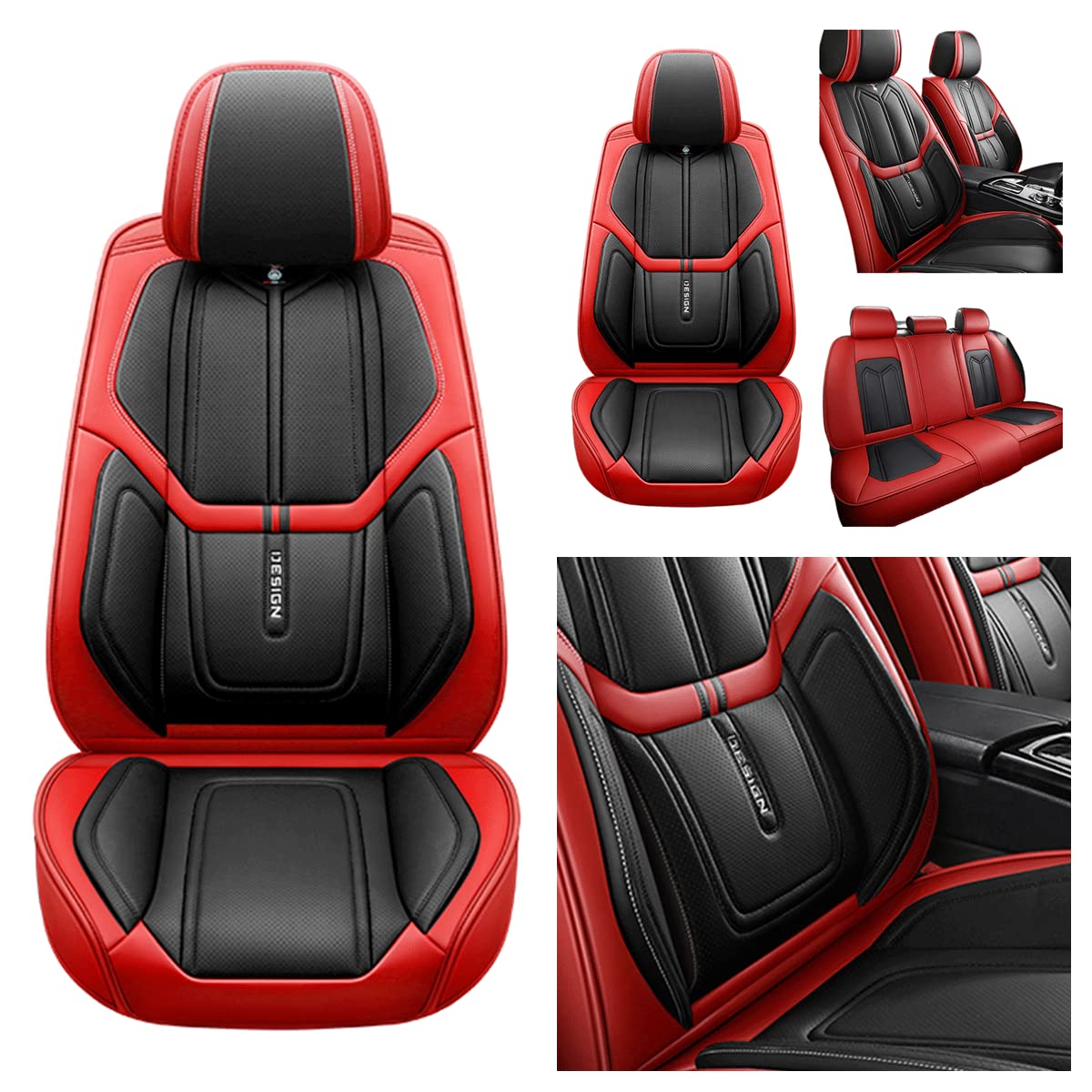 LXQHWJ Sitzbezüge Auto Autositzbezüge Universal Set für Chevrolet Corvette C5/Corvette C5/Corvette Z06 C5/Corvette C6/Corvette C6/Corvette ZR1 C6 Auto Zubehör, Schwarz Rot von LXQHWJ
