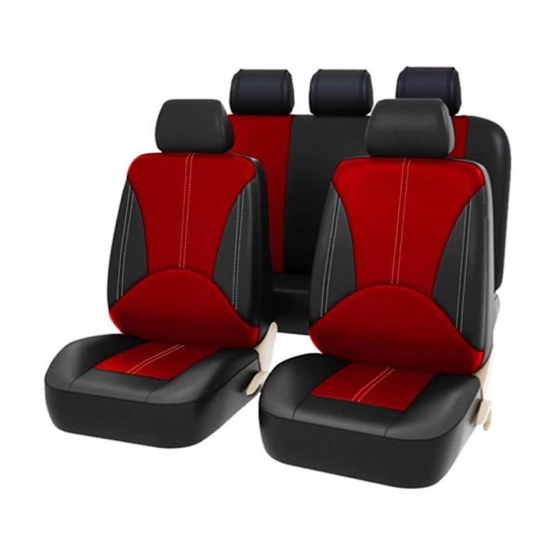 Auto Leder Sitzbezüge für KIA Sorento 2013-2018, Bequem Wasserdicht rutschfest Sitzschoner Auto Innenraum Zubehör,E/Black Red von LXURY