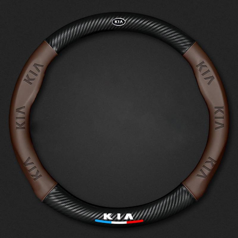 Auto Lenkradbezug Leder für Kia GT4 Stinger, Mikrofaser LenkradhüLle, Sportlich Lenkradabdeckung für Vier Jahreszeiten,Brown-O von LYHINRA