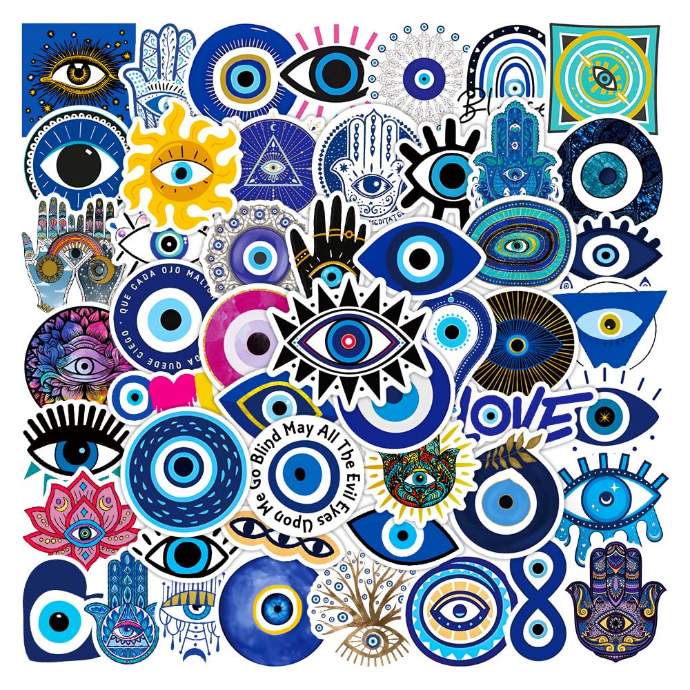 Evil Eye Aufkleber 50 Stück wasserdicht Ästhetisch blau Sticker für Laptop Scrapbook Snowboard Stoßstange Wasserflaschen Skateboard Computer Auto,Vinyl Nazar Aufkleber für Erwachsene Jugendliche Evil Eye Aufkleber 50 Stück wasserdicht Ästhetisch blau Sticker für Laptop Scrapbook Snowboard Stoßstange Wasserflaschen Skateboard Computer Auto,Vinyl Nazar Aufkleber für Erwachsene Jugendliche von LYLSDSB