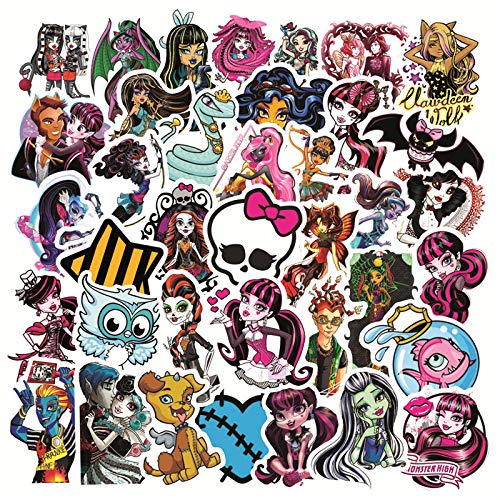 LYLSDSB 50 Stück Monster High Aufkleber Cartoon Anime Aufkleber für Laptop Wasserflasche Computer Telefon Skateboard Motorrad Gepäck,Vinyl wasserdichte Horror Sticker für Erwachsene Kinder Jugendlich von LYLSDSB