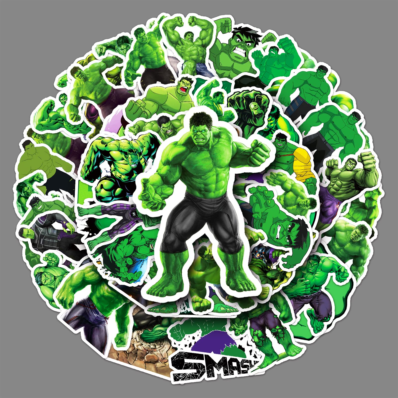 LYLSDSB Superheld Avengers Aufkleber 50 Stück Marvel Hulk Aufkleber Vinyl Grün Aufkleber für Laptop Skateboard Gepäck Fahrrad Motorrad Wasserflasche iPhone Computer Aufkleber von LYLSDSB