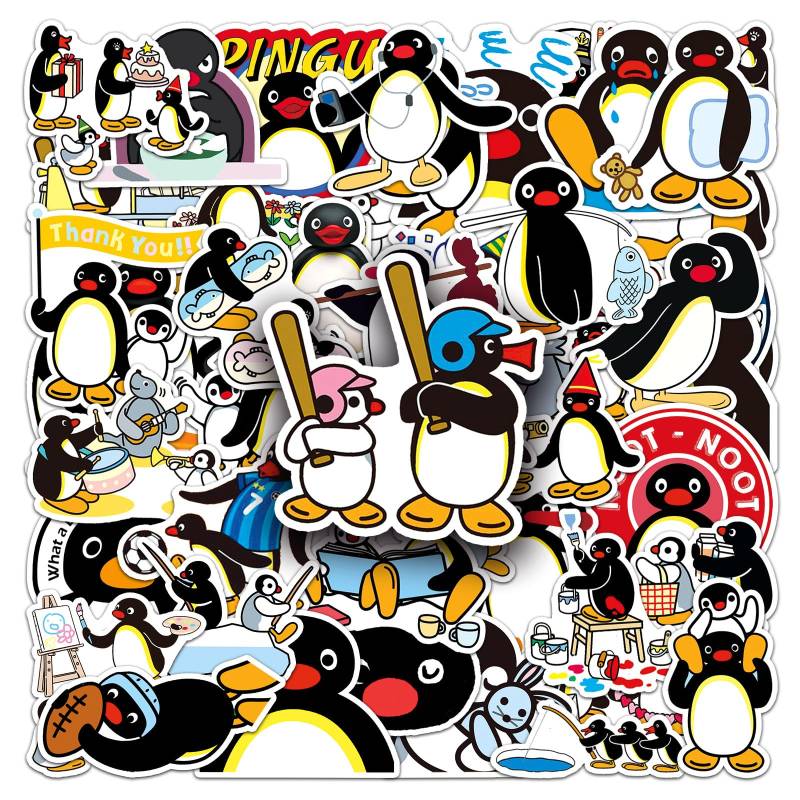 Pingu Aufkleber 50 Stück Niedliche Wasserfeste Funny Tier Sticker für Skateboard Laptop Gepäck Auto Telefon Gitarre Computer Scrapbook Motorrad,Vinyl Cartoon Pinguin Aufkleber für Mädchen Kinder von LYLSDSB