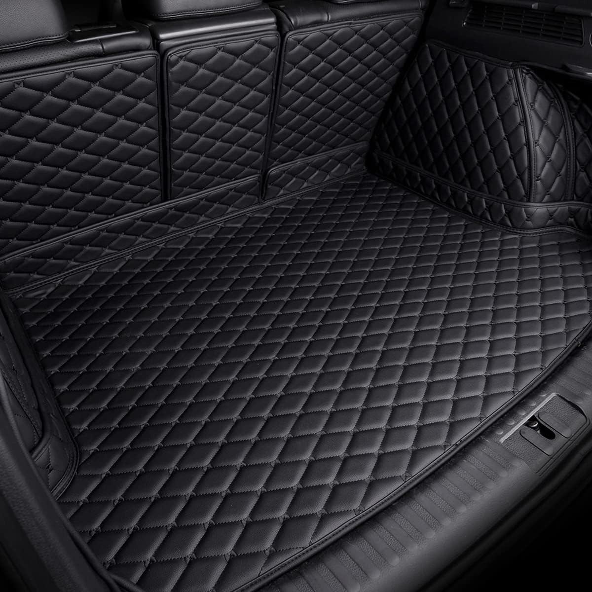 Auto Leder Kofferraummatte Kofferraumwanne für Jaguar F-Pace 2019-2023, Antirutschmatte Kofferraum Schutzmatte Auto Zubehör,A/All-Black von LYNSH