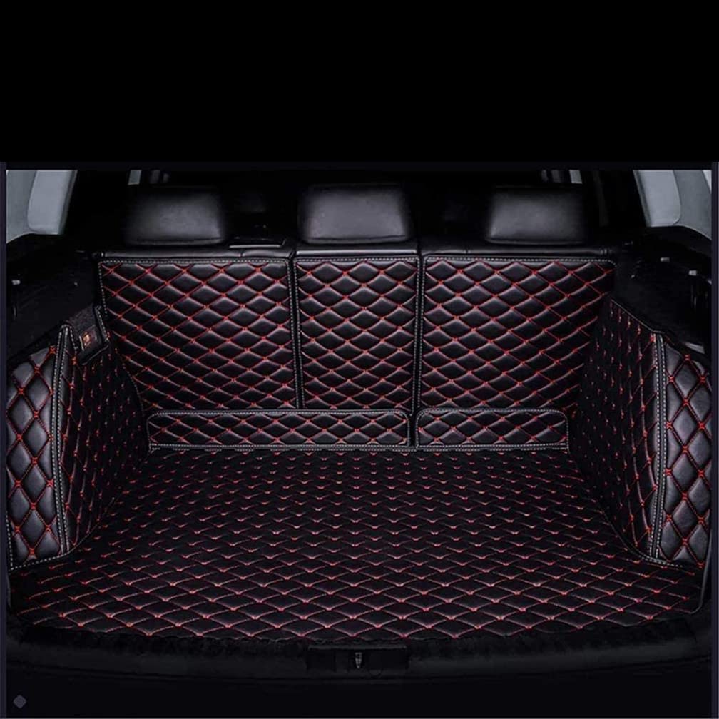 Vollabdeckung Auto Leder Kofferraummatten für Mini Clubman (R55) 2010-2014, Kratzfeste Kofferraum Schutzmatten Zubehör,C/Black-red von LYNSH