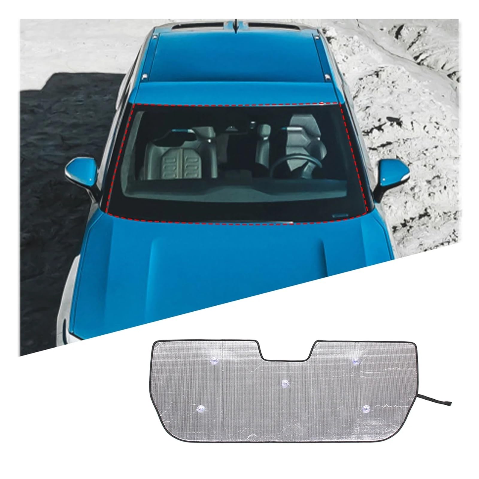Auto Frontscheibe Sonnenschutz Anti Ray Fenster Sonnenblende Schutz Abdeckung Aluminium Folie Für RIVIAN Für R1T 2022 Auto Sonnenschutz Regenschirm(Style 2) von LZBZHB