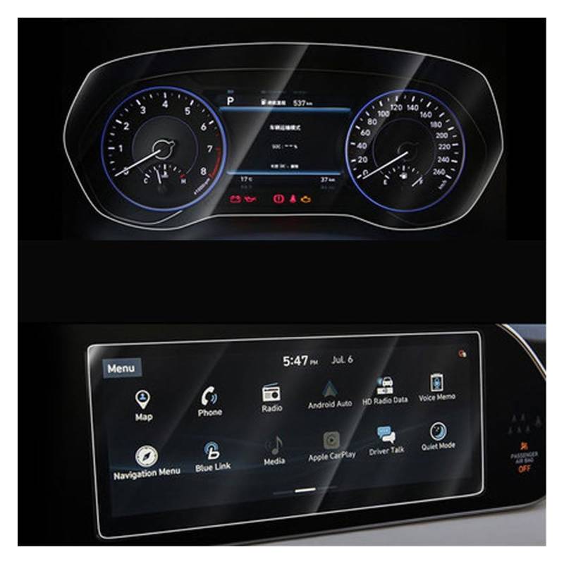 Für Hyundai Für Palisade 10,25 Zoll Gehärtetem Glas Film Auto Infotainment Radio GPS Navigation Displayschutzfolie Dashboard Navigation Schutzfolie(GPS and Instrument) von LZBZHB