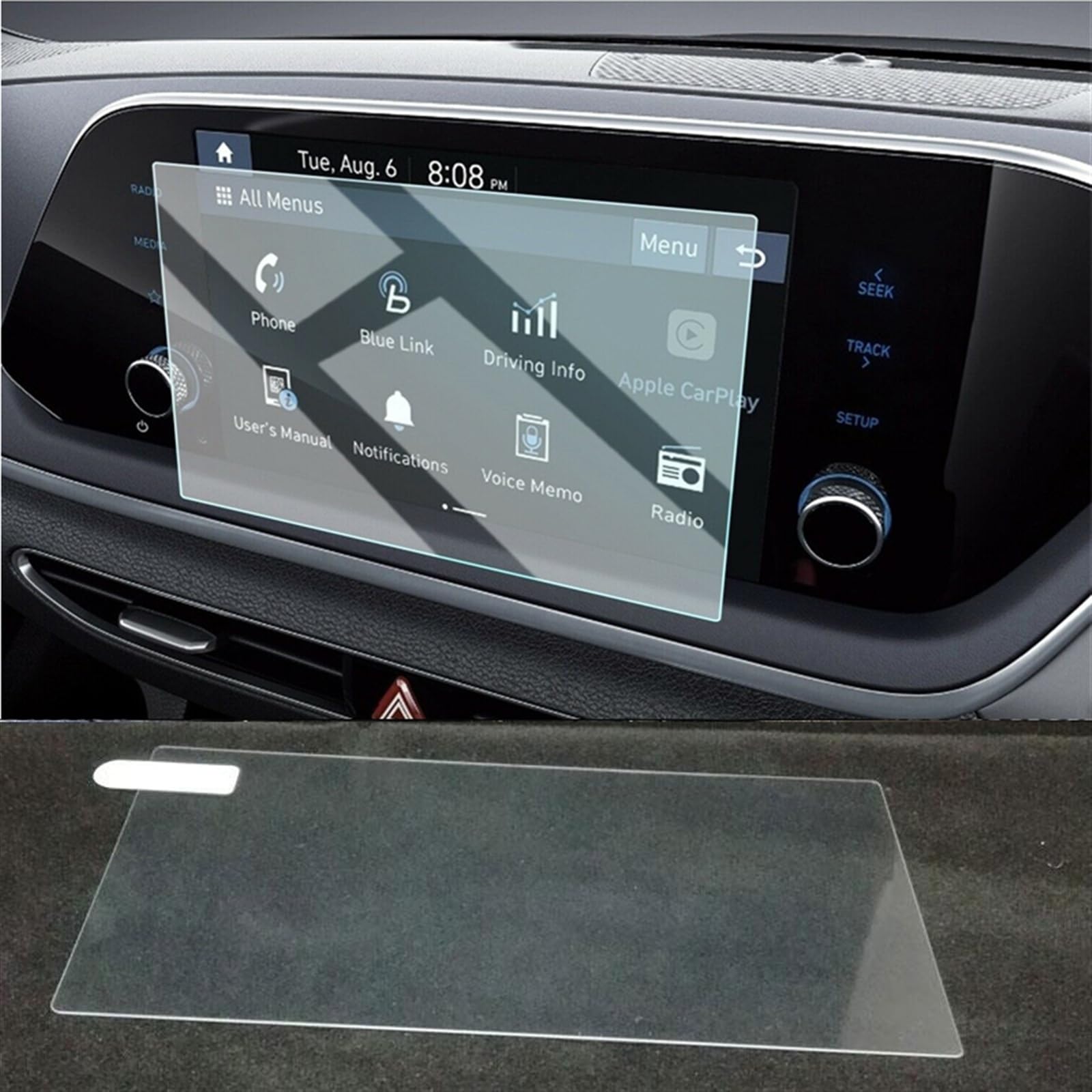 Für Hyundai Für Sonata 2020 2021 2022 Auto-Infotainment-Radio GPS-Konsole Navigation Displayschutzfolie Aus Gehärtetem Glas Navigation Schutzfolie(8 inch) von LZBZHB