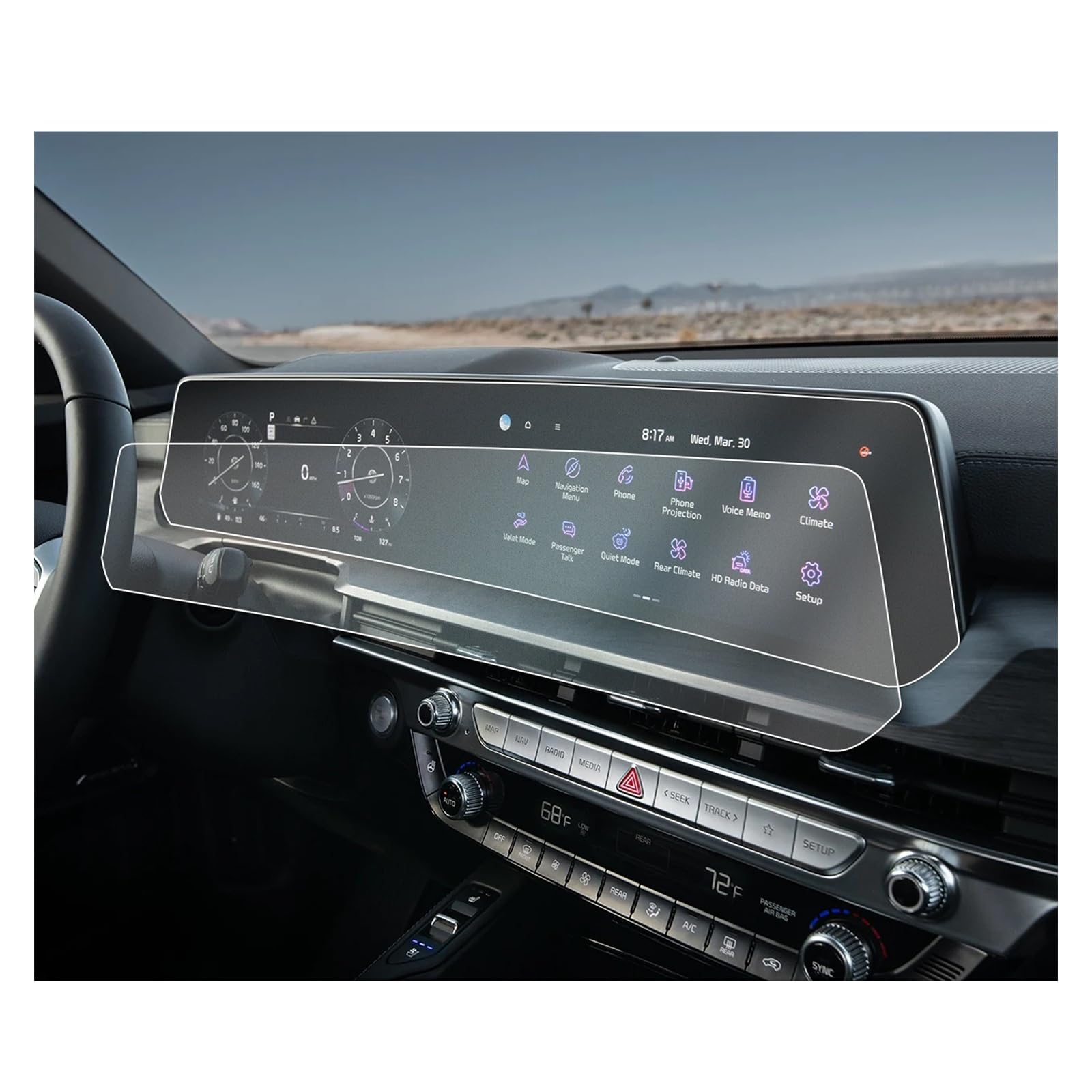 Für Kia Für Telluride 2023 Auto Zentrale Steuerung Informationen Display Auto 2023 Zubehör Nano Screen Protector Navigation Schutzfolie(12.3-Inch) von LZBZHB