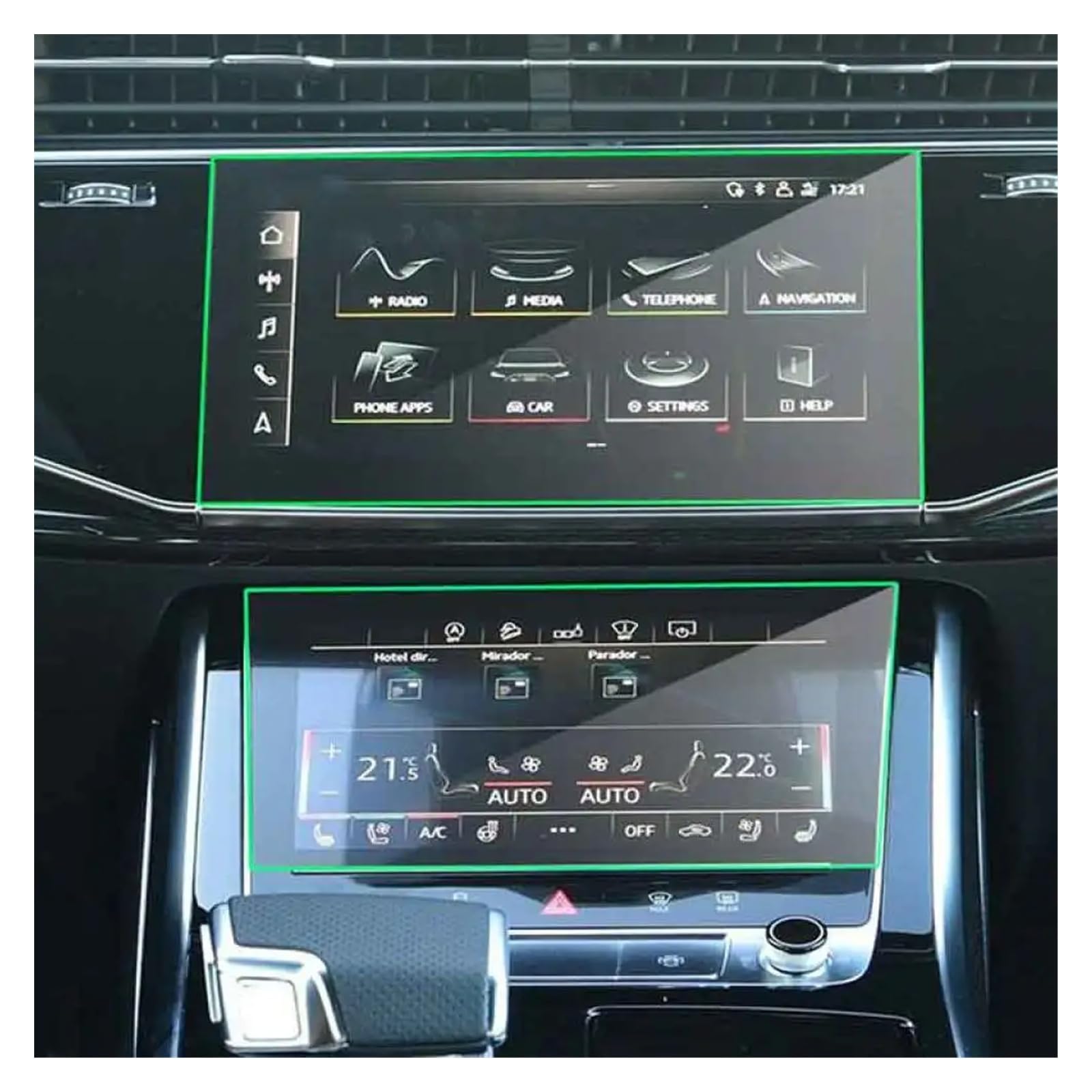 Für Q8 Für Q7 2020 2021 Radio GPS LCD Armaturenbrett Bildschirm Schutz Auto Navigation Gehärtetem Glas Bildschirm Schutz Film Navigation Schutzfolie(Upper and Lower) von LZBZHB