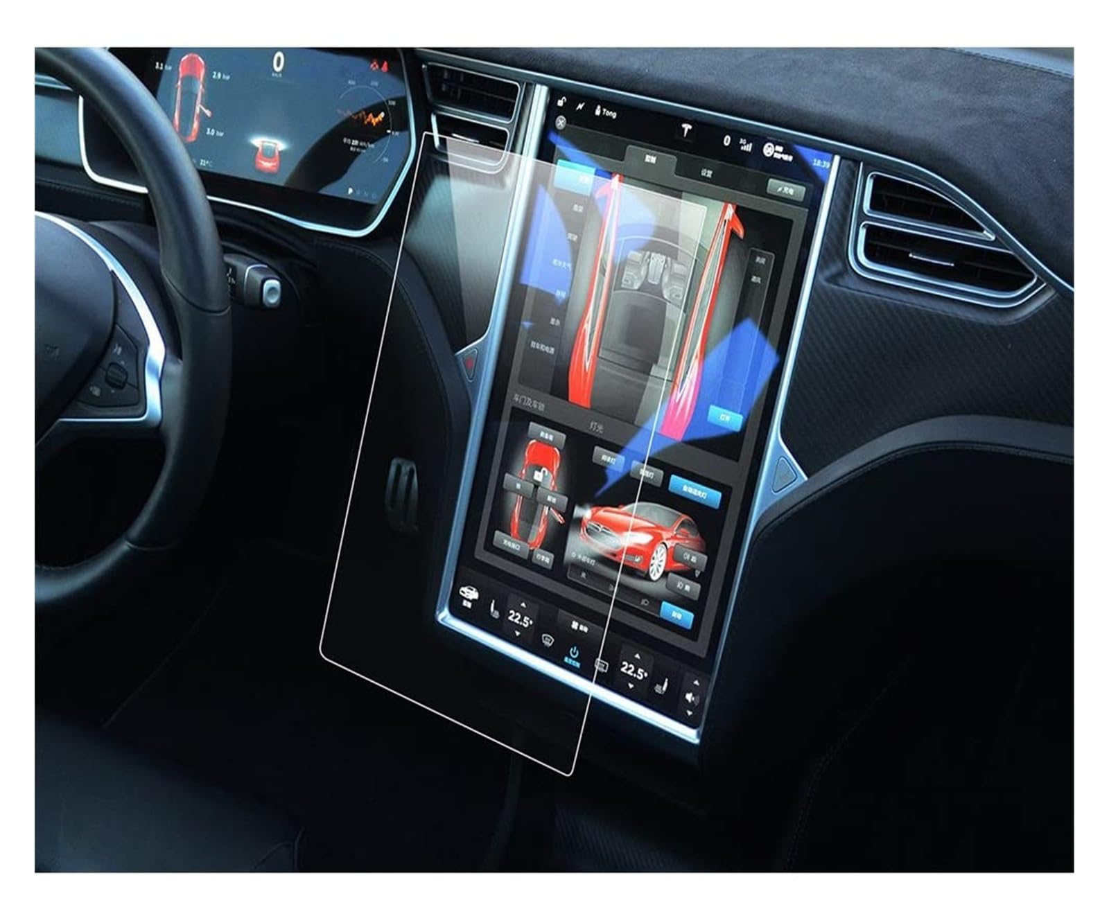 Für Tesla Für Modell 3 YSX Center Displayschutzfolie Center Control Touchscreen Autonavigation Gehärtetem Glas Film 15'' Touchscreen Navigation Schutzfolie(S X GPS) von LZBZHB